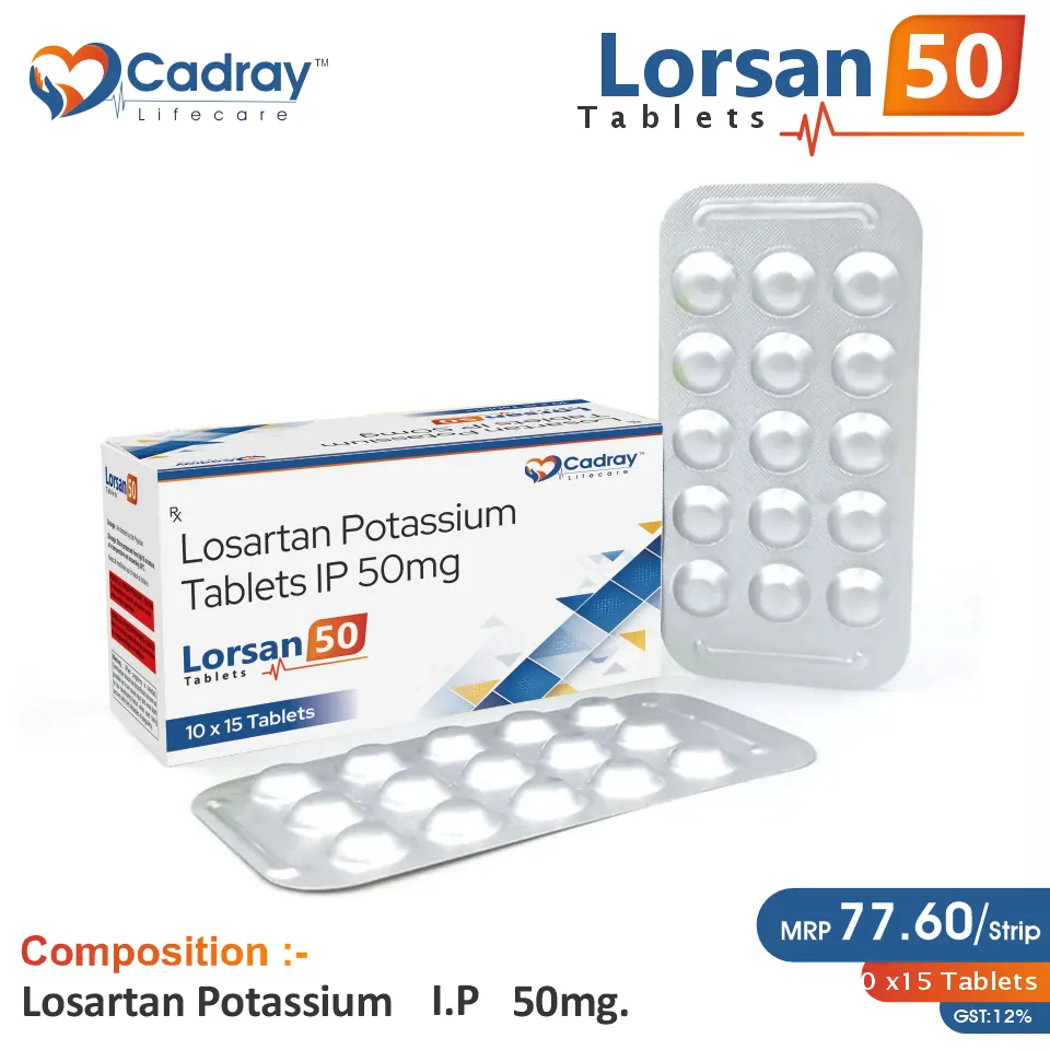 Losartan 50mg | Antihypertensive | Best price for PCD Pharma Franchise in Delhi